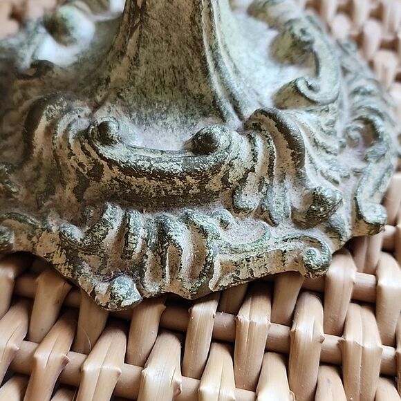 Vintage Distressed Metal Candleholder Cutwork Chalice with Felted Bottom - Picture 4 of 12